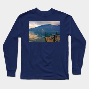 Bench on Limone sul Garda Waterfront, Italy Long Sleeve T-Shirt